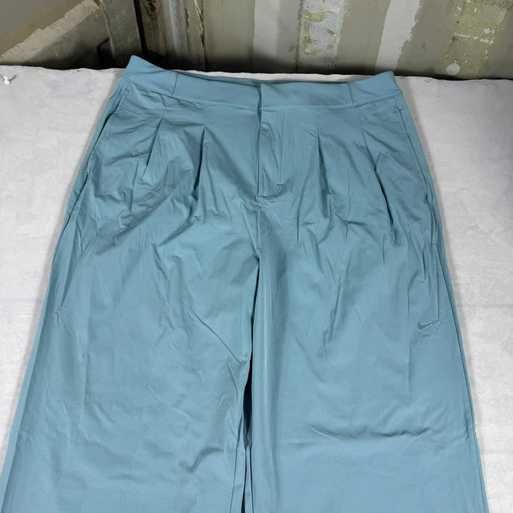 NWT Nike Dri-Fit Bliss Womens Trouser Pants Light Blue Pleated‎ Wide Leg Size XL